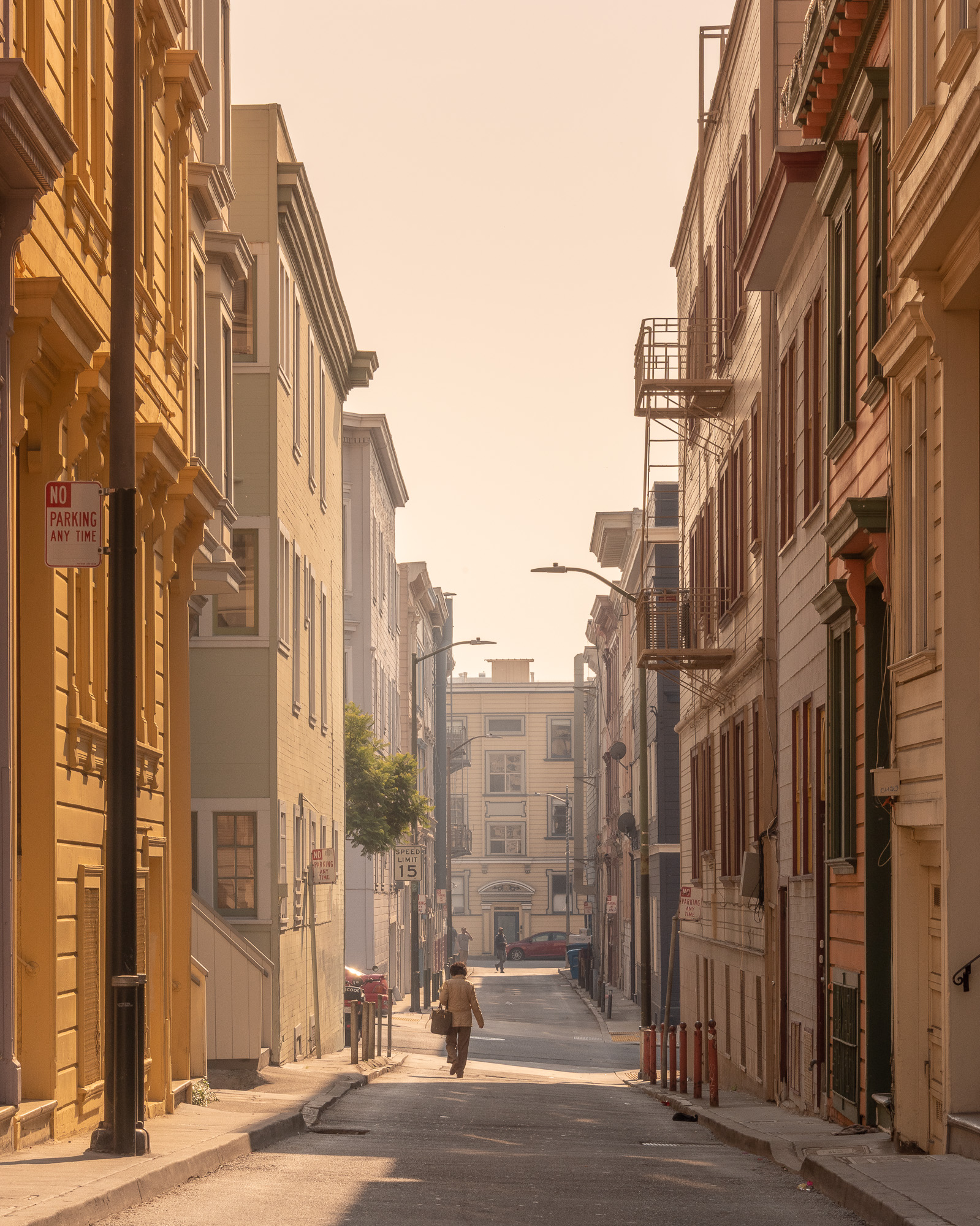 North Beach alley in Camp Fire smoke