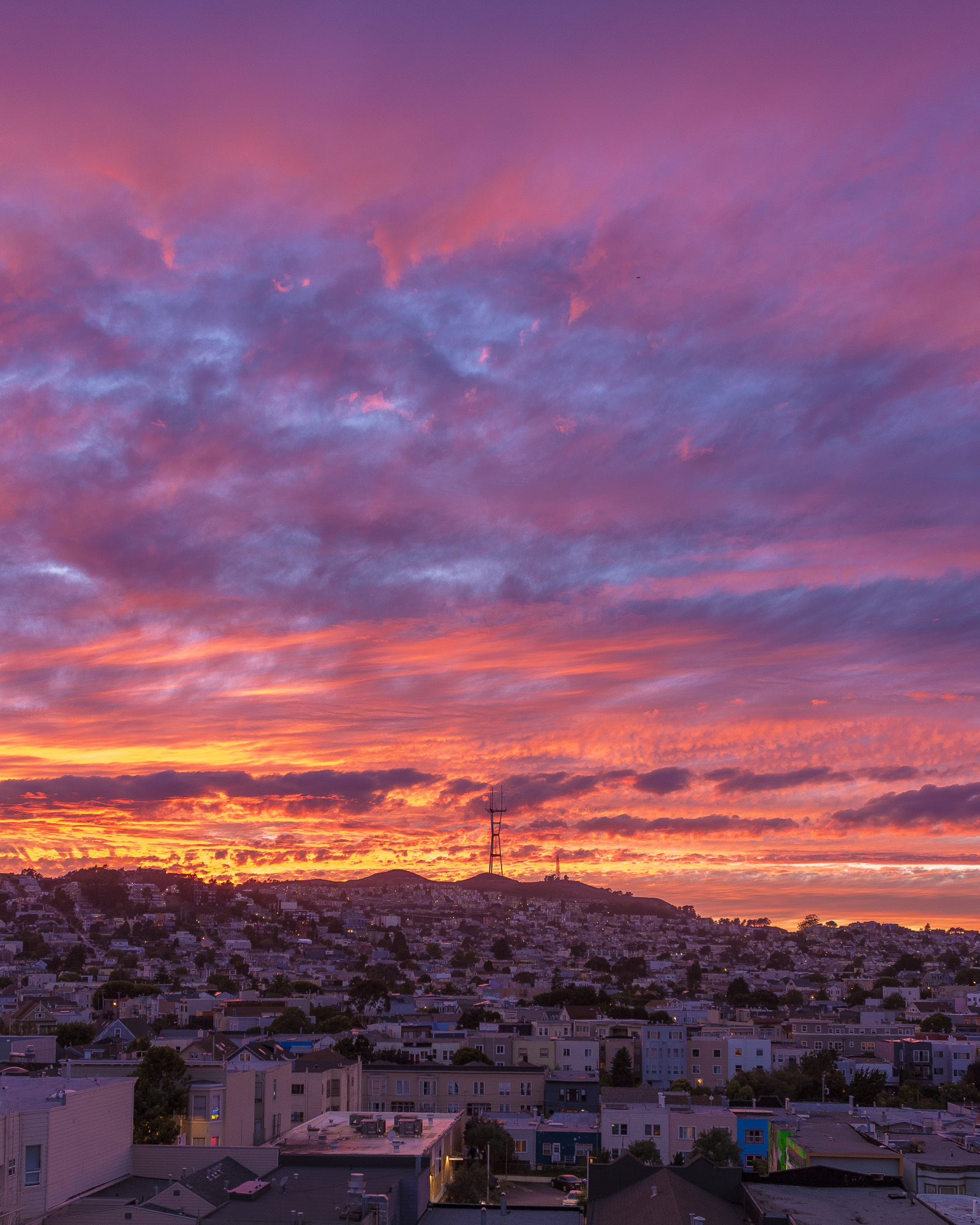 Looking west from Bernal Heights at sunset